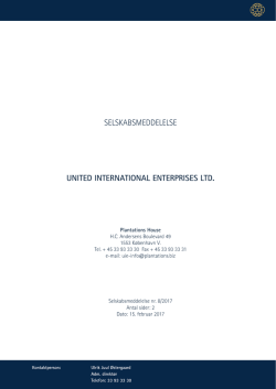 selskabsmeddelelse united international enterprises ltd.