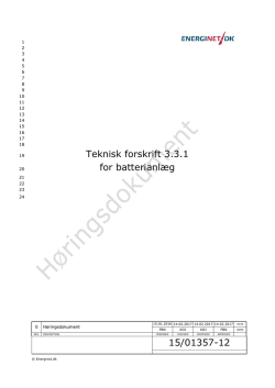 Teknisk forskrift 3.3.1 for batterianlæg 15/01357-12