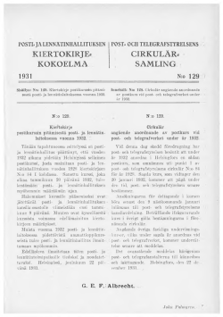 kiertokirje. cirkulär. kokoelma samling 1931