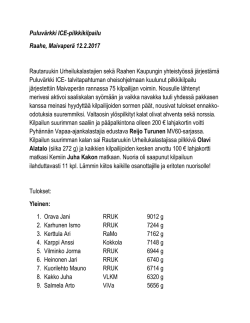 Puluvärkki ICE-pilkki tulokset - Rautaruukin Urheilukalastajat