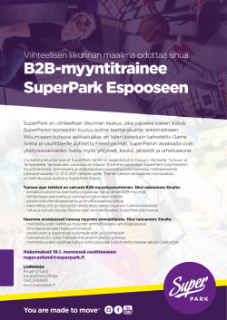 B2B-myyntitrainee SuperPark Espooseen