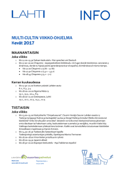 MULTI-CULTIN VIIKKO-OHJELMA Kevät 2017