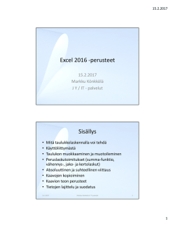 Excel 2016 -perusteet Sisällys