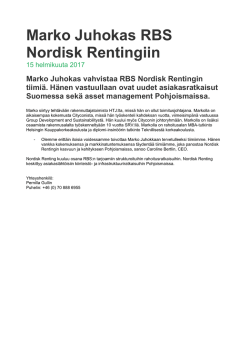 15.02. Marko Juhokas RBS Nordisk Rentingiin