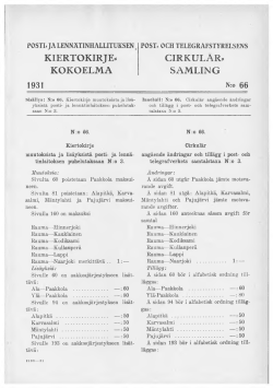 kiertokirje. kokoelma cirkulär. samling 1931