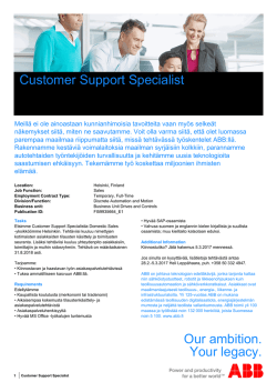 Customer Support Specialist Our ambition. Your legacy.