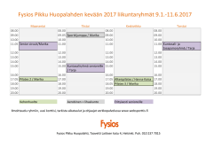 Fysios Pikku Huopalahden kevään 2017 liikuntaryhmät 9.1.