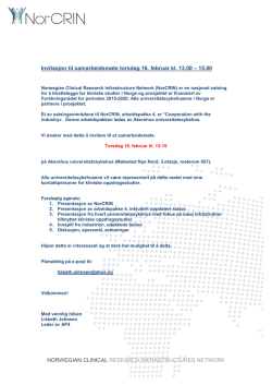 Invitasjon til NorCRIN AP4 møte 16.02.17