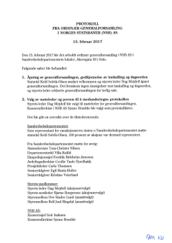 Protokoll av 15. februar 2017 fra generalforsamling