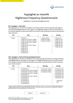 Hyppighet av mareritt Nightmare Frequency Questionnaire