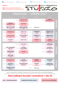 timeplan - våren 2017 - Danseklubben Studio 1
