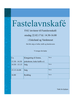 FAU inviterer til Fastelavnskafé onsdag 22.02.17 kl