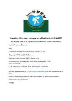 Innkalling til Årsmøte Longyearbyen Hundeklubb (LHK) 2017