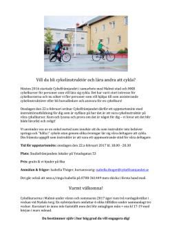 Volontärarbete – cykelinstruktör, Cykelfrämjandet, Malmö