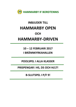 Inbjudan till Hammarby Open 2017 - Hammarby IF BTF