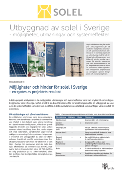 Möjligheter och hinder för solel i Sverige