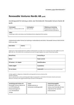 Renewable Ventures Nordic AB (publ)