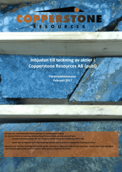 Copperstone Resources Memorandum 2017-02-08