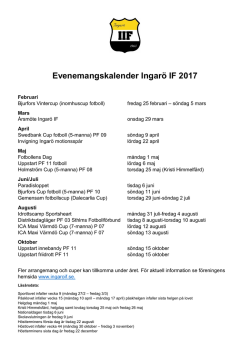 Evenemangskalender Ingarö IF 2017