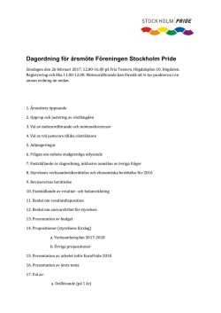 Dagordning för årsmöte Föreningen Stockholm Pride