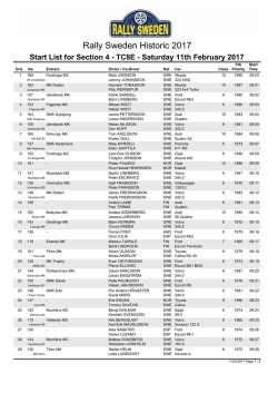 Start List for Section 4 - TC8E - Saturday 11th