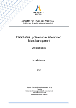 Platschefers upplevelser av arbetet med Talent Management
