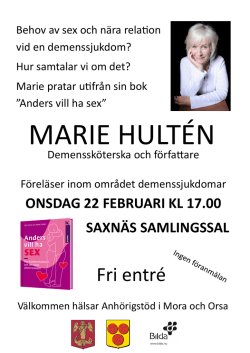 Föreläsning med Marie Hultén 22/2