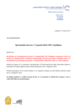 Sprememba dovoza v Urgentni blok UKC Ljubljana