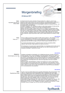 Morgenbriefing - Sydbank Markets