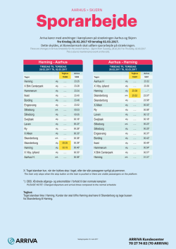 Køreplan for 28. februar - 2. marts 2017.