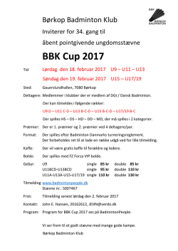 BBK Cup 2017 - Børkop Badminton Klub