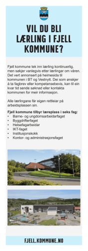 FJELL.KOMMUNE.NO Vil du bli lærling i Fjell kommune?