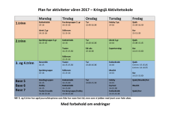 Plan for aktiviteter våren 2017 – Kringsjå