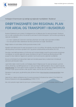 drøftingsmøte om regional plan for areal og transport i buskerud