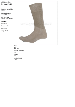 Militärsockor G,J Type Khaki