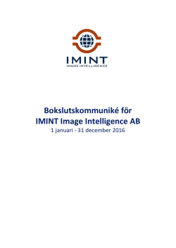 Bokslutskommuniké för IMINT Image Intelligence AB