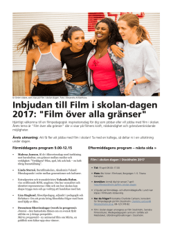 Inbjudan till Film i skolan-dagen 2017: "Film över alla gränser"
