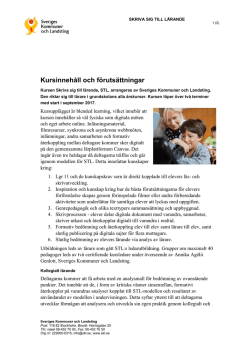 Kursinnehåll och förutsättningar - Sveriges Kommuner och Landsting
