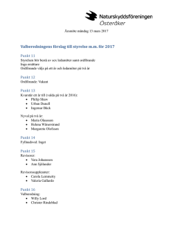 Valberedningens förslag årsmöte NFÖ 2017