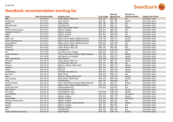 Swedbank recommendation tracking list