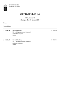 uppropslista - Hovrätten för Nedre Norrland