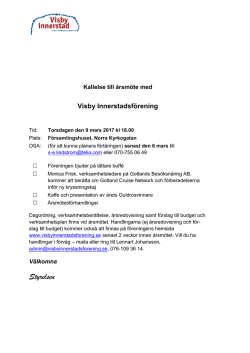 Kallelse - Visby Innerstadsförening
