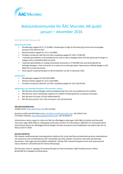 Bokslutskommuniké för ÅAC Microtec AB (publ) januari – december