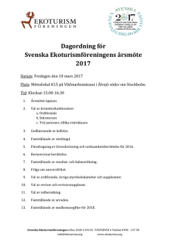 Dagordning för Svenska Ekoturismföreningens årsmöte 2017