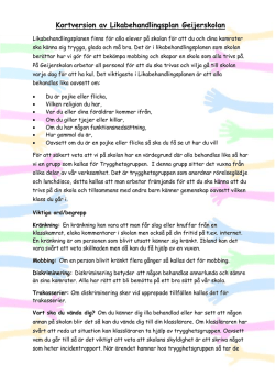 Kortversion av likabehandlingsplan Geijerskolan 2016