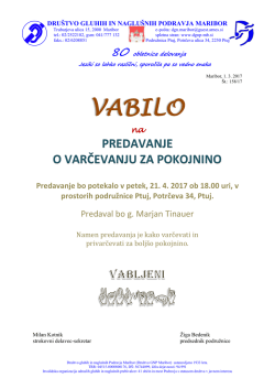 vabilo - Društvo gluhih in naglušnih Podravja Maribor