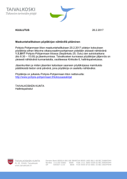 KUULUTUS 28.2.2017 Maakuntahallituksen pöytäkirjan nähtävillä