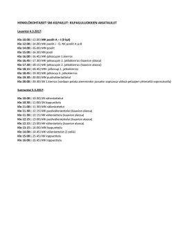 henkilökohtaiset sm-kilpailut: kilpailuluokkien aikataulut