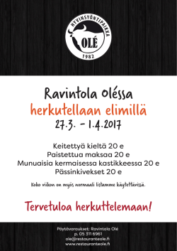 Ravintola Oléssa herkutellaan elimillä