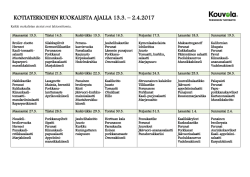KOTIATERIOIDEN RUOKALISTA AJALLA 13.3. – 2.4.2017